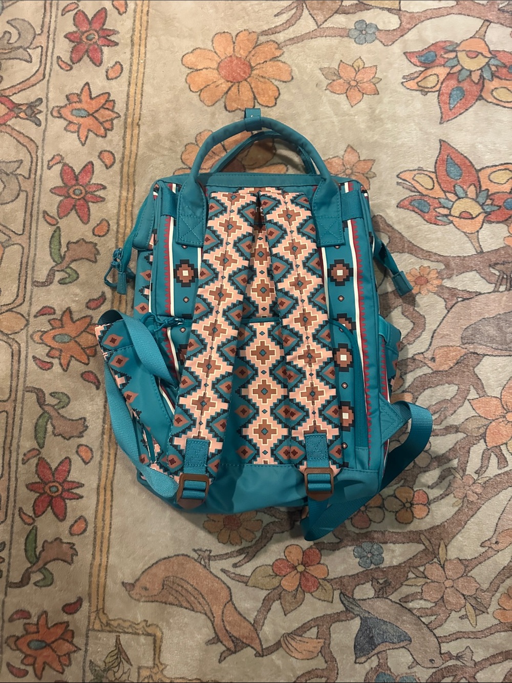 Wrangler Teal Aztec-Pattern Backpack - Picture 2 of 3